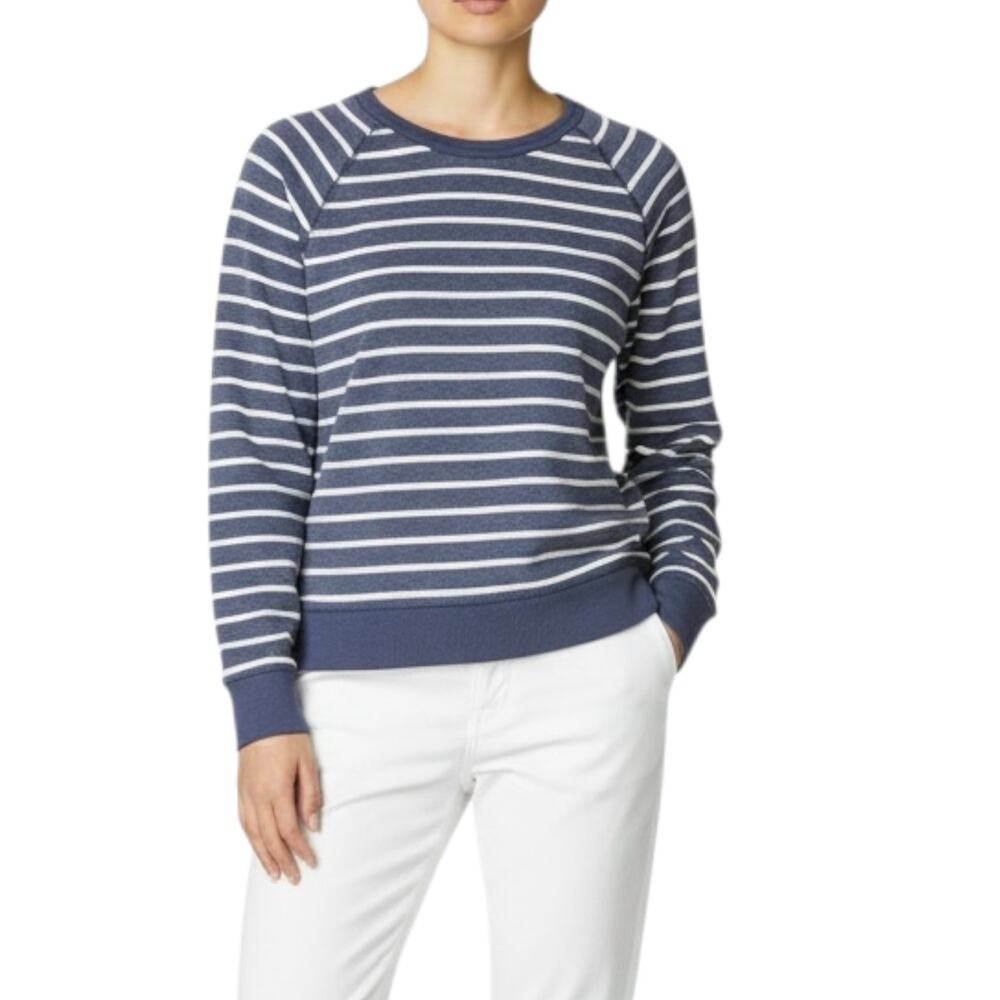 Gap Blue White Striped Raglan Crewneck Sweatshirt - Women's Size S